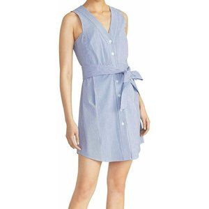 Rachel Roy Womens Dress 14 Blue White Searsucker